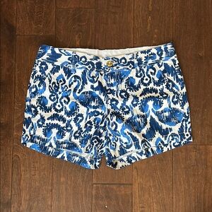 Blue and White Patterned Women Shorts